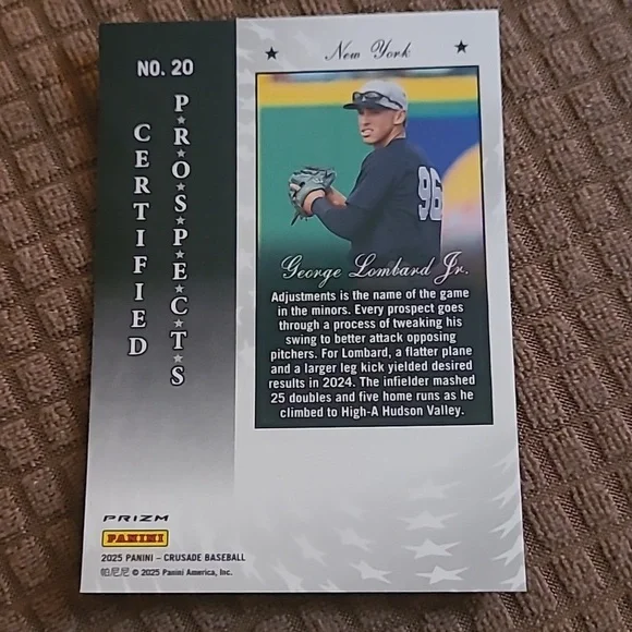 2025 Crusade Certified Prospect Silcer Prizm George Lombard Jr - Picture 2 of 2